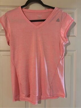 Reebok Coral Pink V-Neck Performance Tee